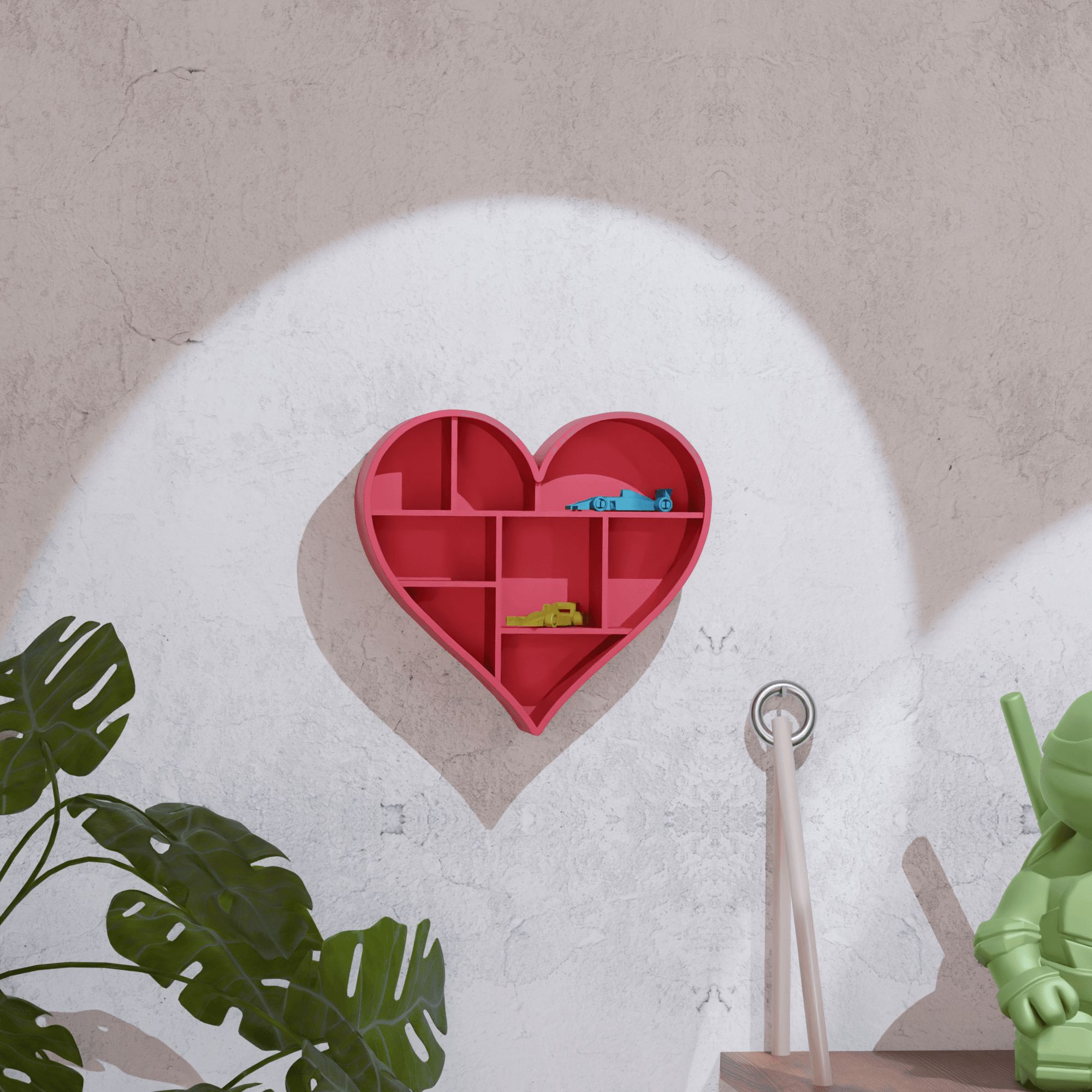 Heart Shaped Wall Storage Shelf Display 3d model