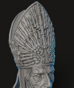 Bone Pope Bust STL | Dark Fantasy 3D Print | HighDetail 3d model