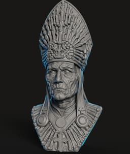 Bone Pope Bust STL | Dark Fantasy 3D Print | HighDetail 3d model
