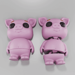 Flexy Pig Figurine + Keychain 3d model