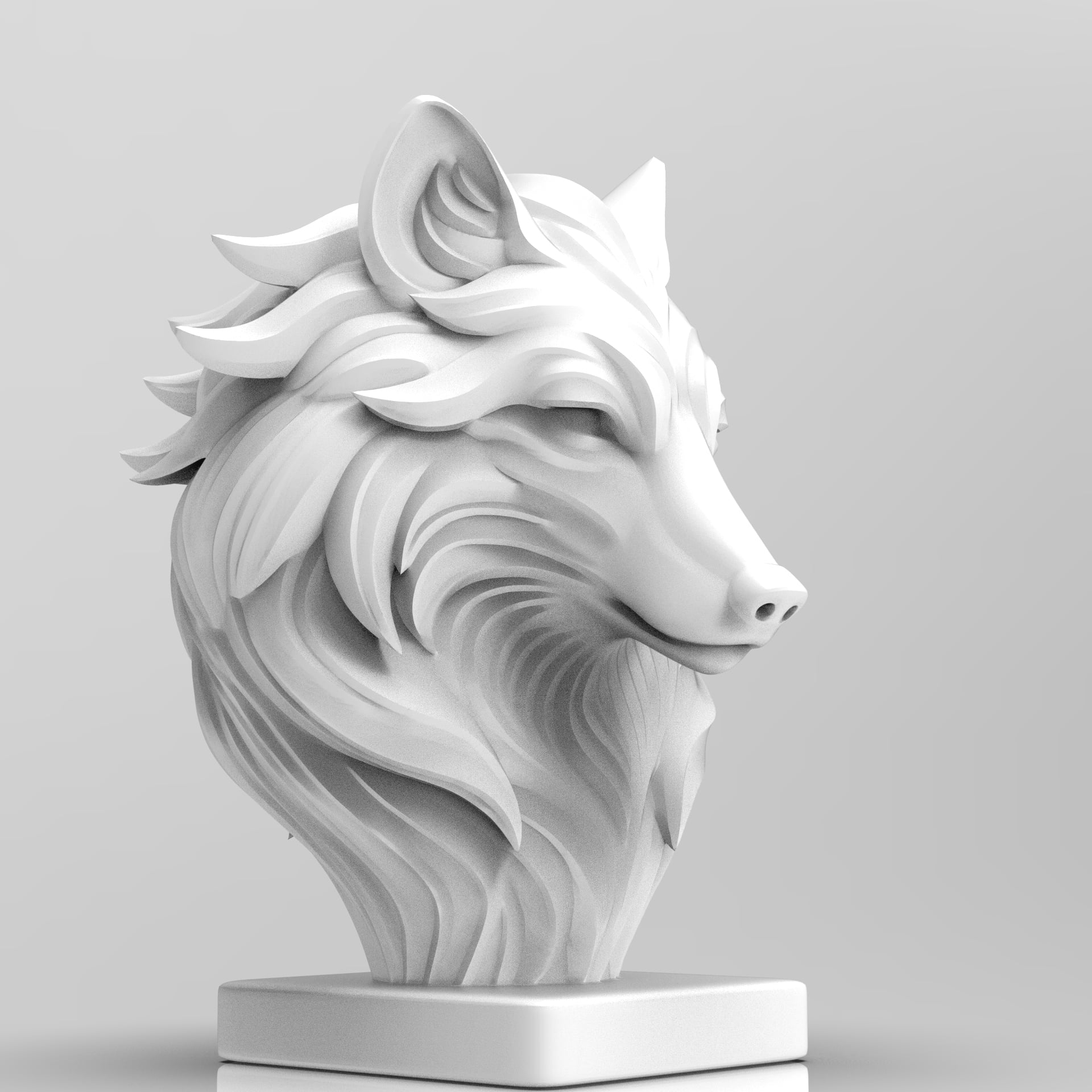 Mystical Wolf Minimalist Bust 3d model