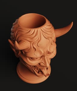 Demon Oni Head STL | Japanese Mask 3D Print | Samurai Decor 3d model