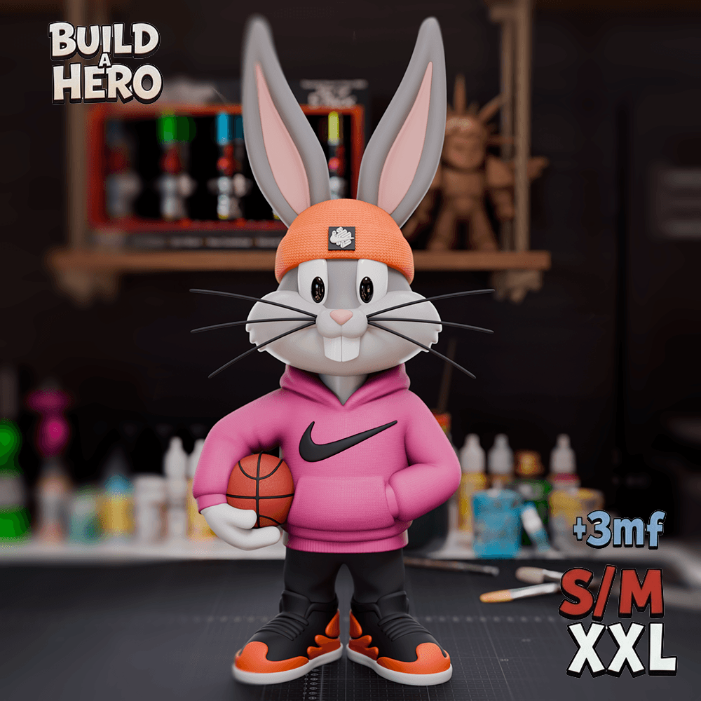 Bugs Bunny โ Urban Vibes "Basketball Street" | BuildโaโHero Edition | 20 / 30 / 40 cm | STL + 3MF 3d model