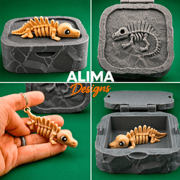 Tiny Skeleton Spinosaurus with Collection Box 3d model