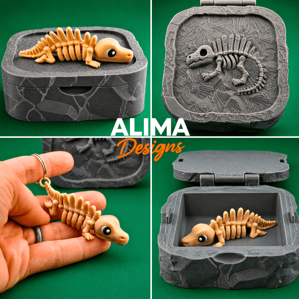 Tiny Skeleton Spinosaurus with Collection Box 3d model