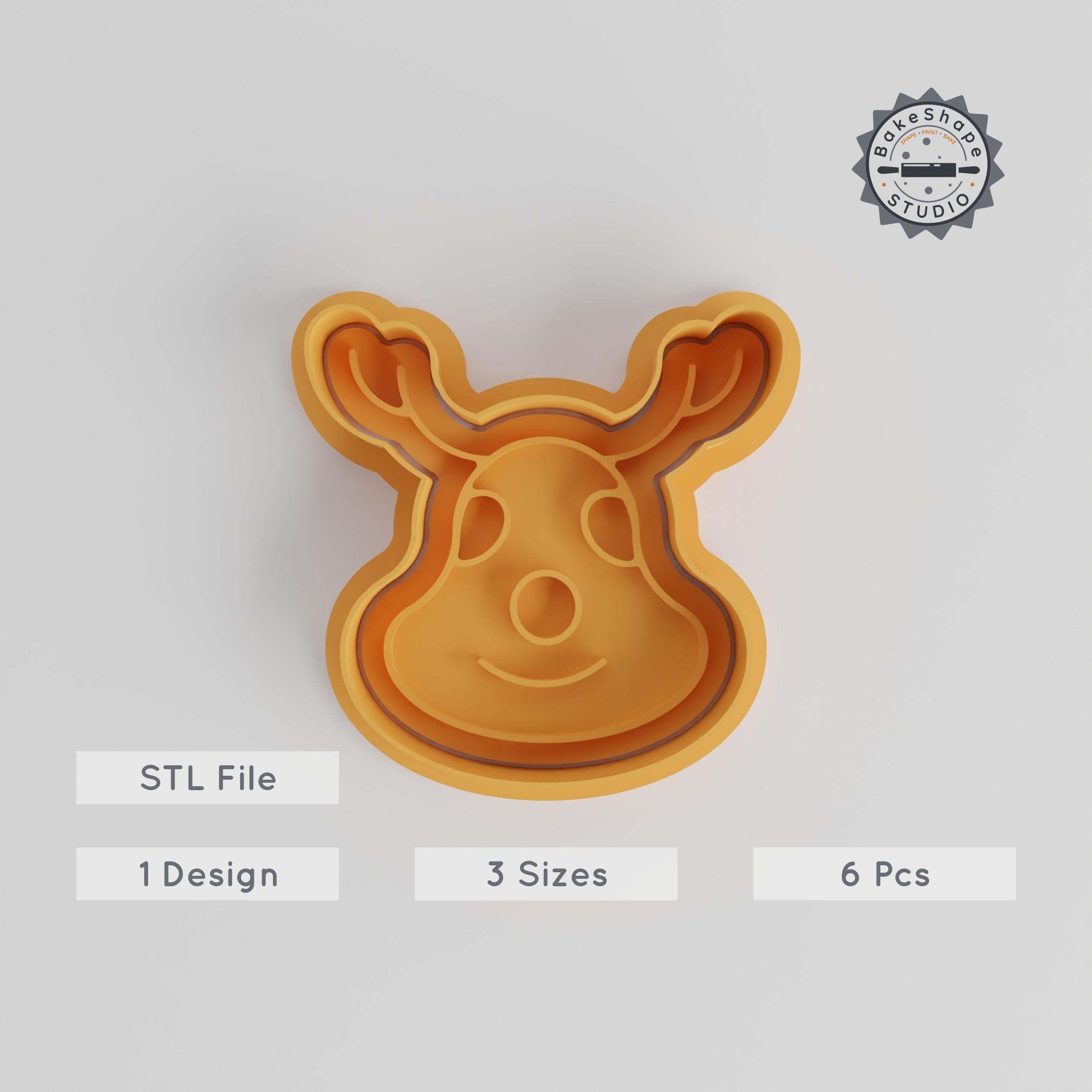 Reindeer Shape Cutter & Stamp, Holiday Animal Cookie Tool Set, 6 Pieces, S/M/L Sizes, Perfect for Festive Baking PRODUCT_4928 3d model