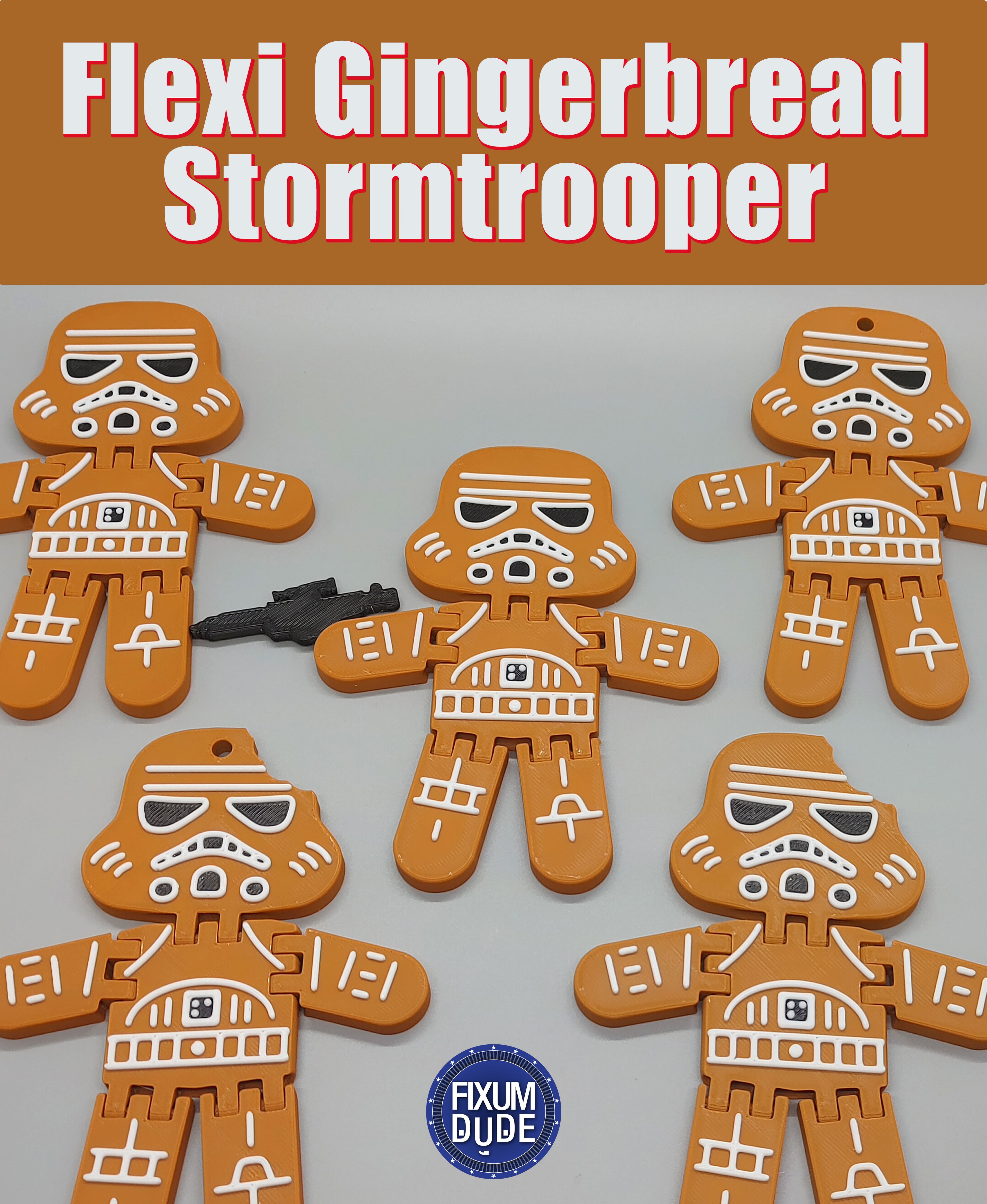 Flexi Gingerbread Stormtrooper Ornament 3d model