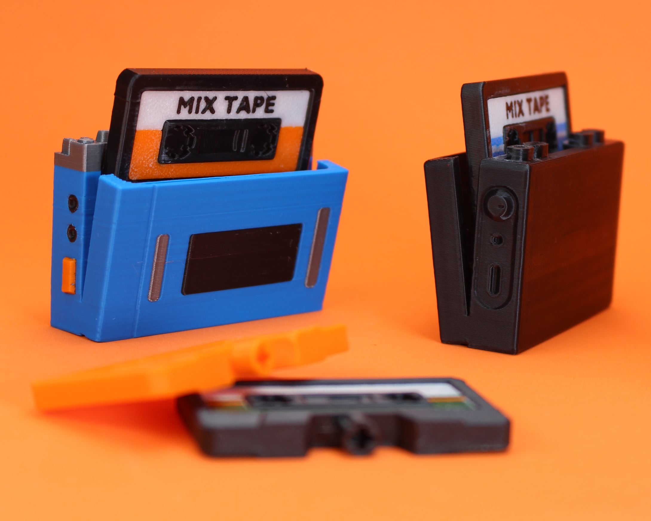 Retro Cassette Tape Player Fidget Clicker Keychain 3d model
