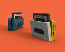 Retro Cassette Tape Player Fidget Clicker Keychain 3d model