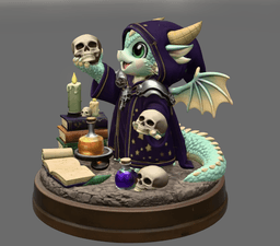 Cute Fantasy Mage Dragon STL File for 3D Printing 3d model