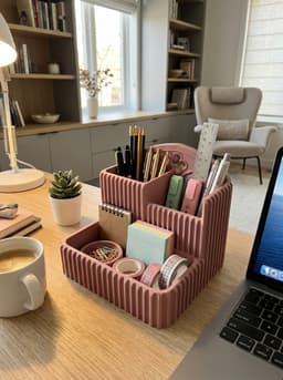 Gothic Fluted Desk Organizer & Stationery Caddy 3d model