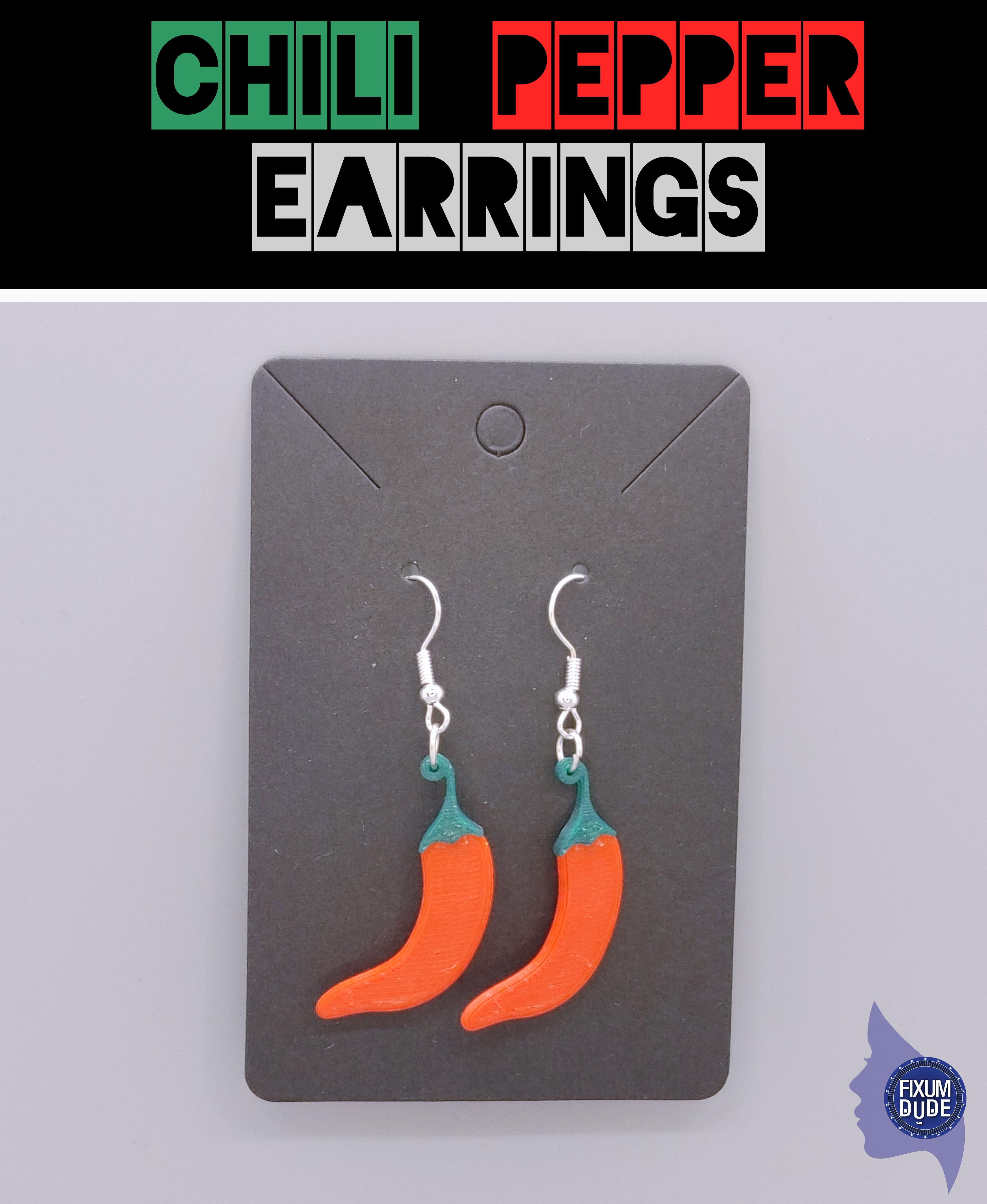 Chili Pepper Earrings 3d model