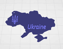 Ukraine map (trident & words) keychain 3d model