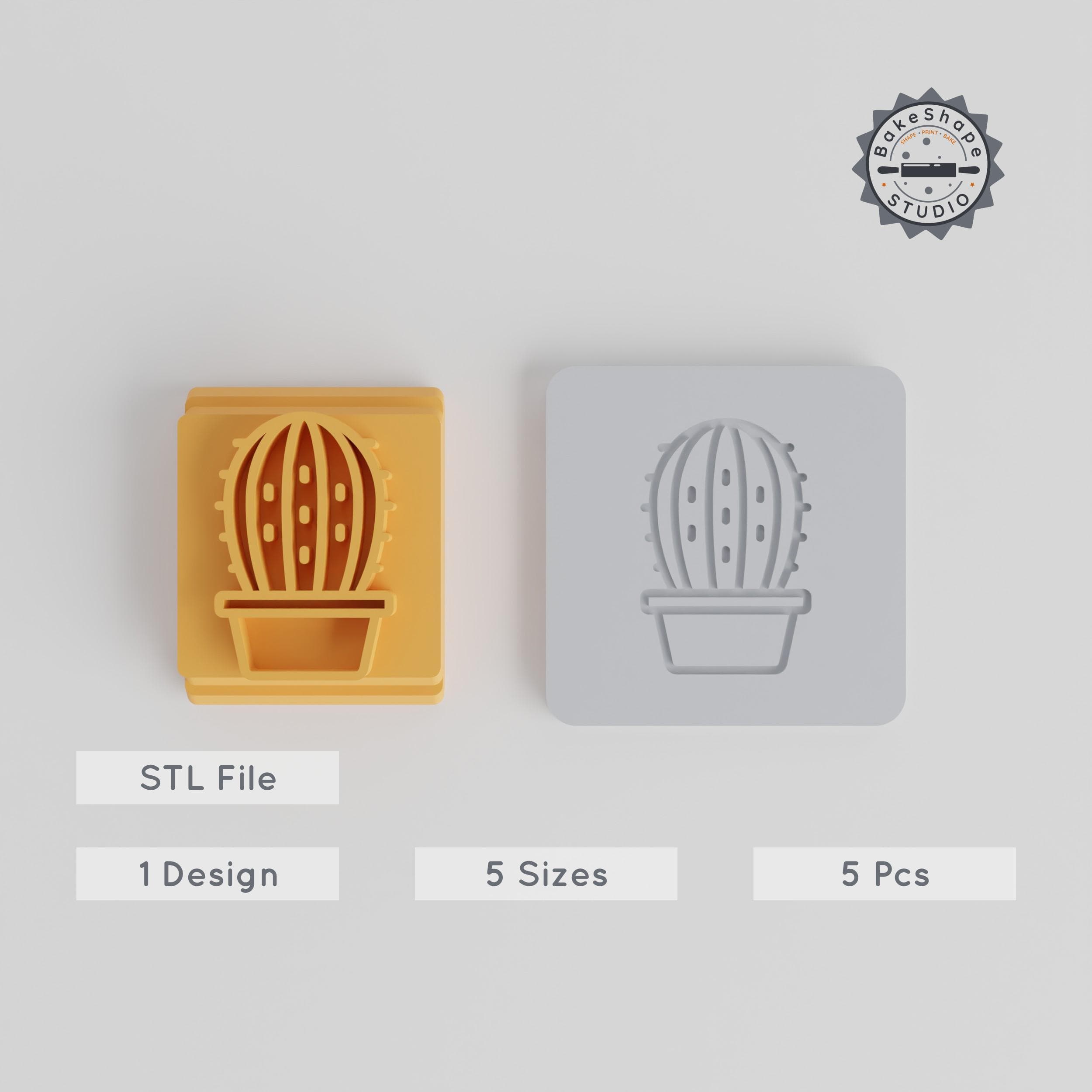 Rounded Cactus Stamp Tile Collection for Clay, Cookies & Fondant, 5 Size Set, Botanical & Succulent Design PRODUCT_1531 3d model