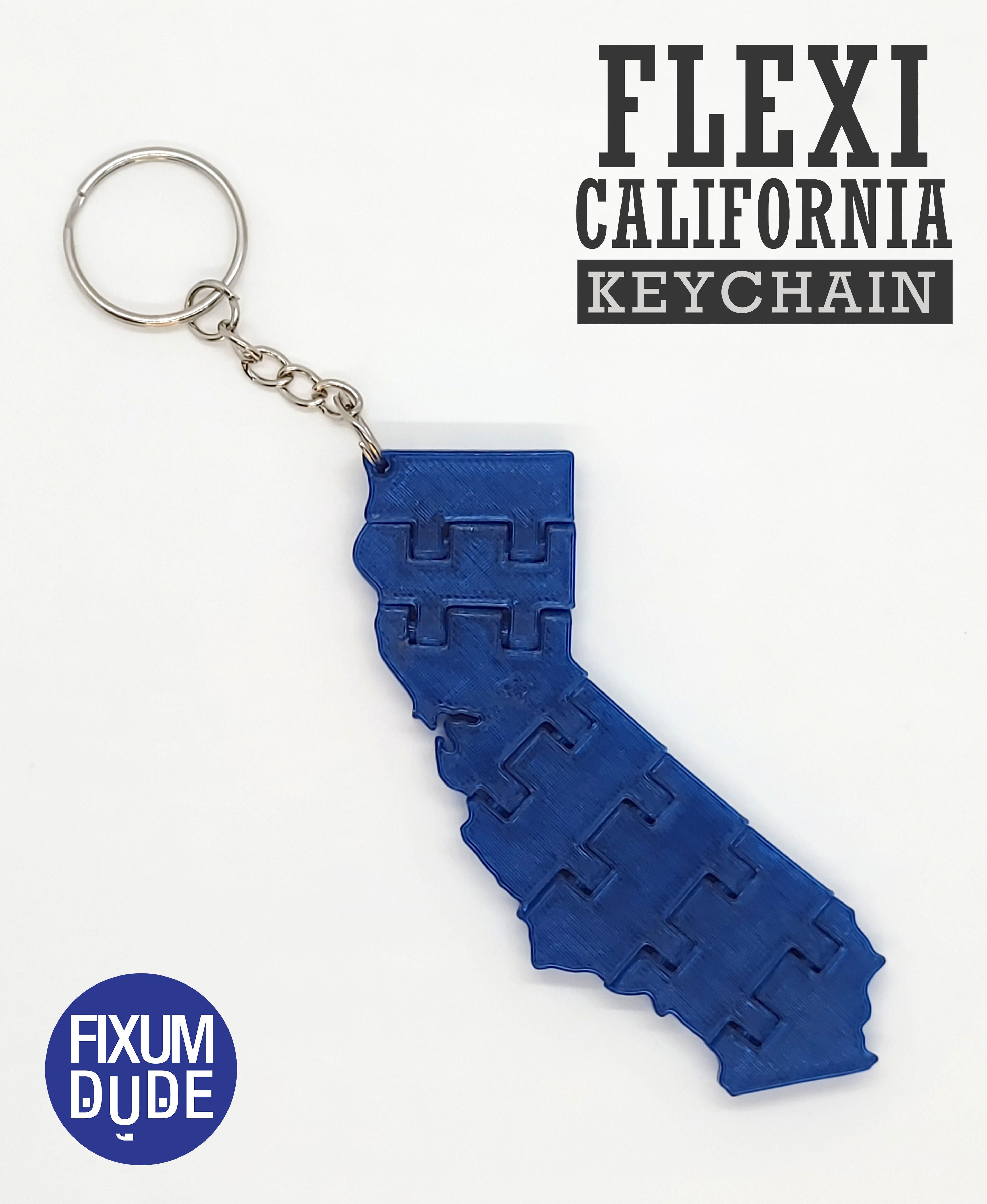 Flexi California Fidget Keychain 3d model