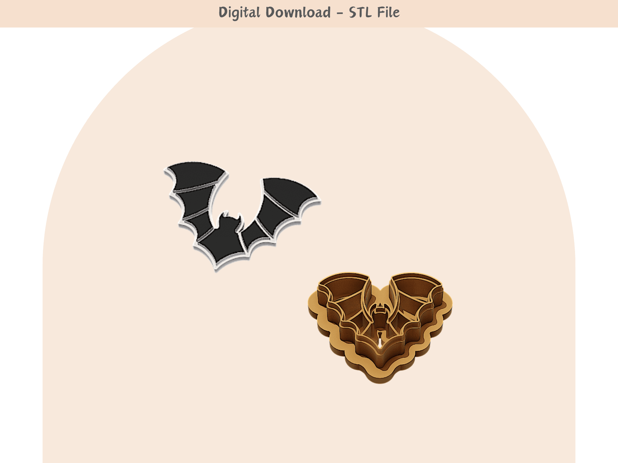 Halloween Bat Clay Cutter for Polymer Clay | Digital STL File | Clay Tools | 5 Sizes 3d model