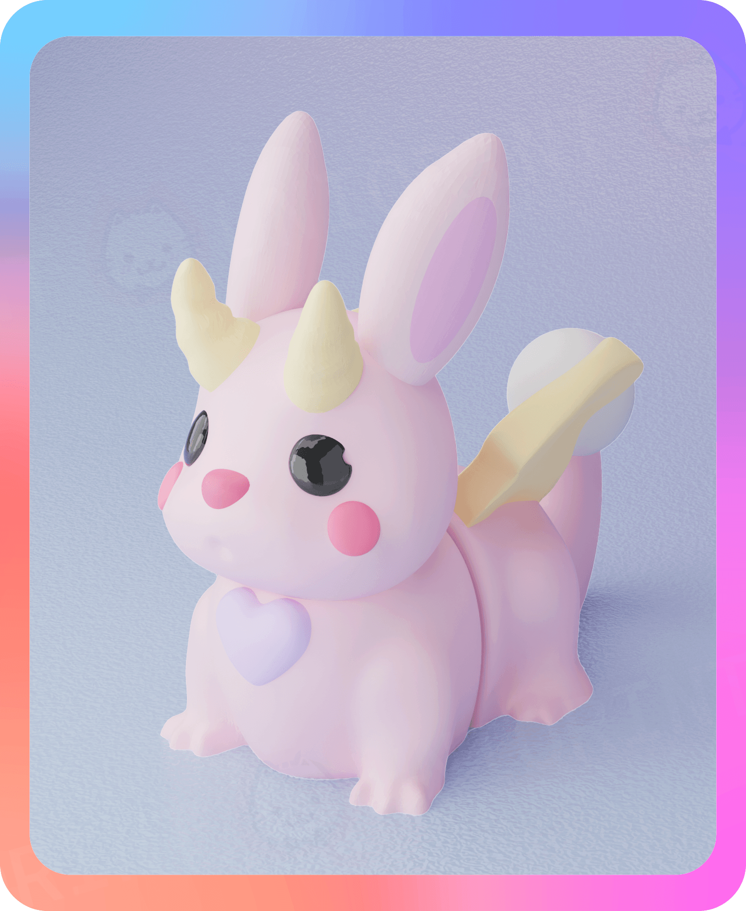 Flexi Bunny Dragon Keychain (Single Color) 3d model