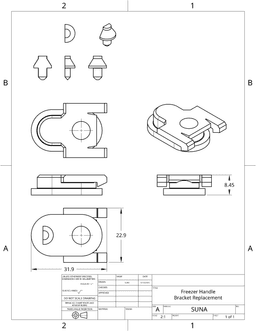 Freezer Handle Bracket (GE REPAIR/UPGRADE) 3d model