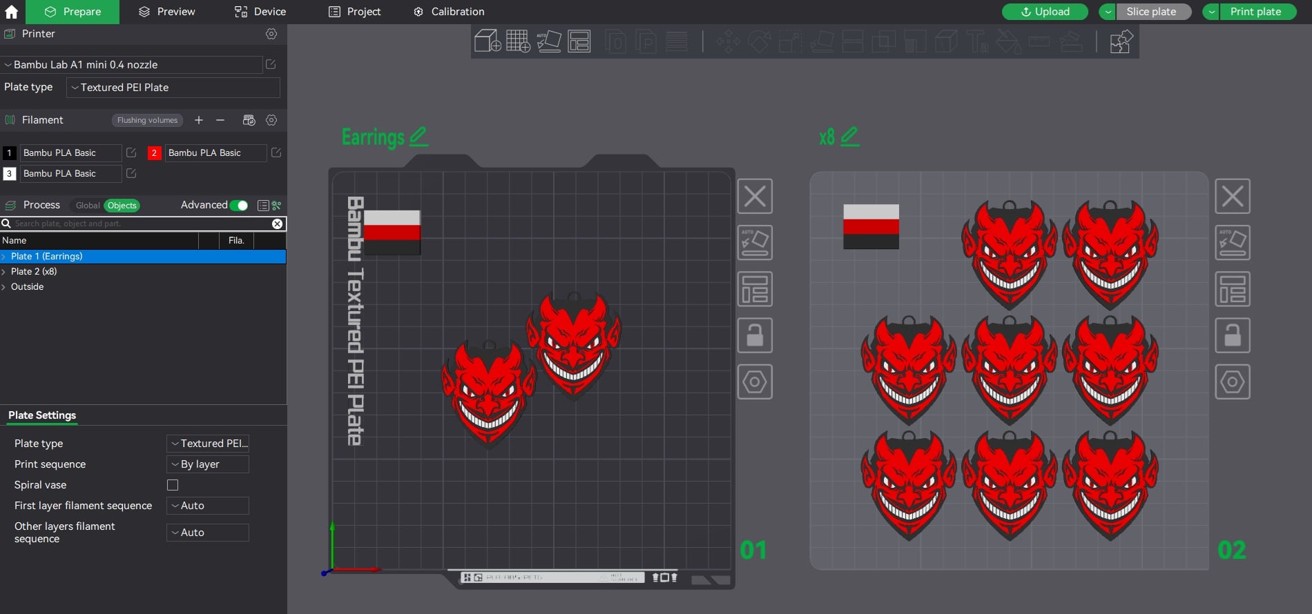Halloween Devil Man Earrings 3d model