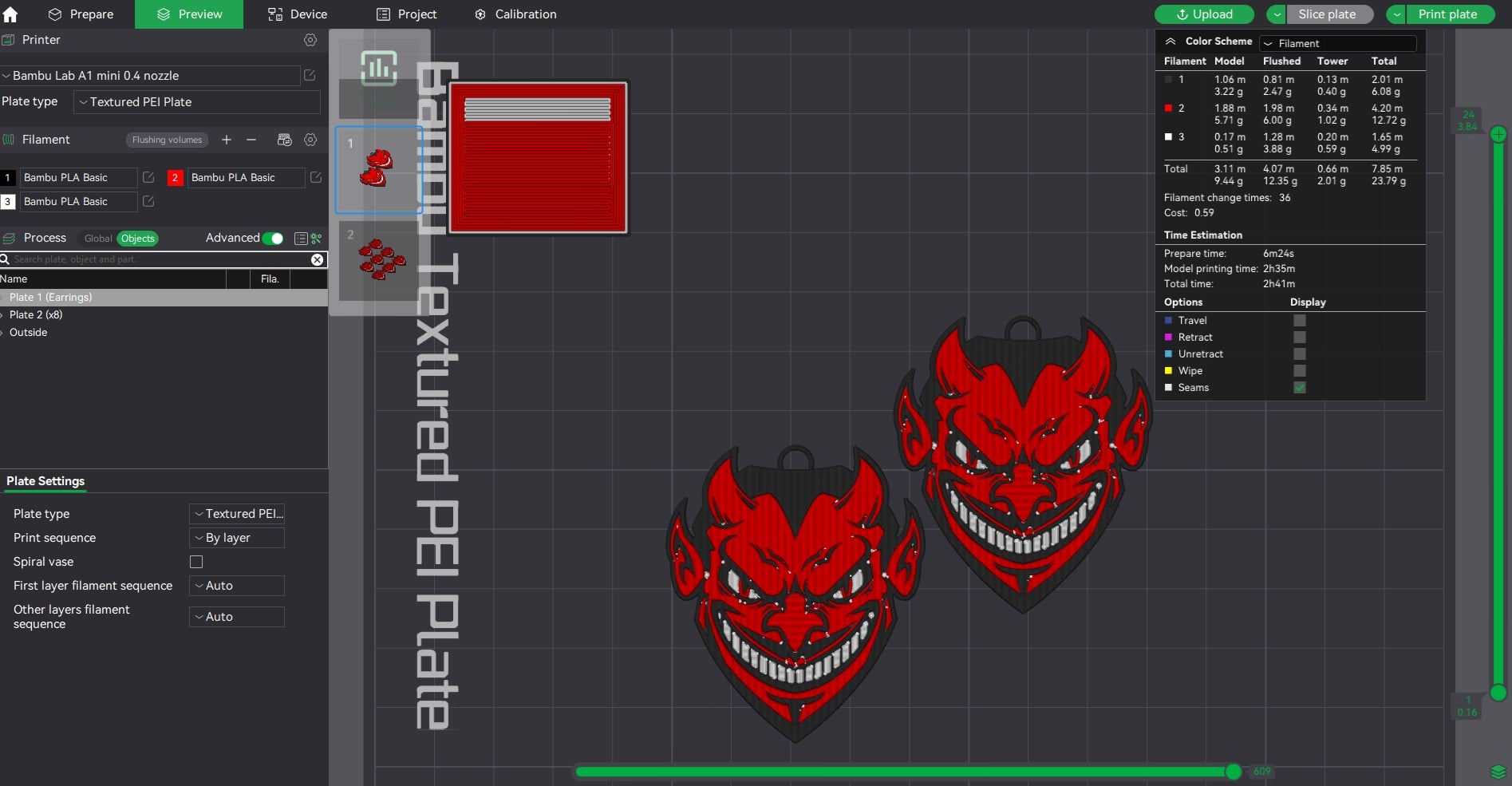 Halloween Devil Man Earrings 3d model