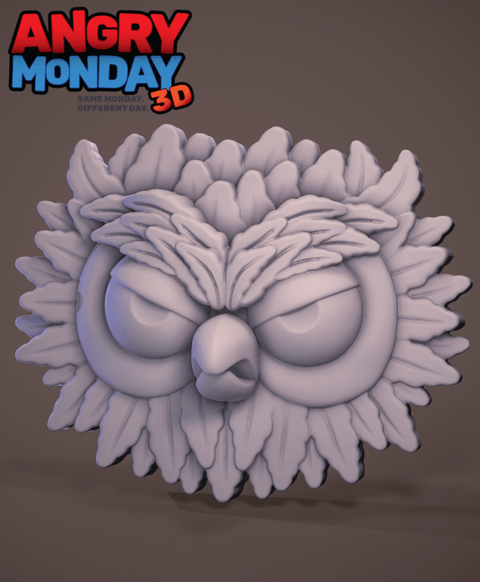 Grumpy Owl – 3D Printable Wall & Fridge Magnet 3d model