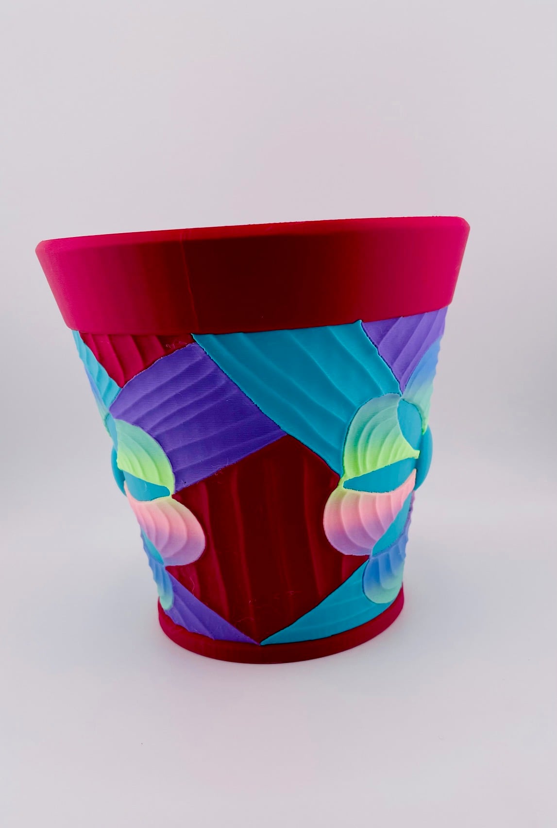 Carved Patchwork 8 Petal Pot 3d model