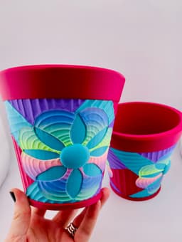 Carved Patchwork 8 Petal Pot 3d model