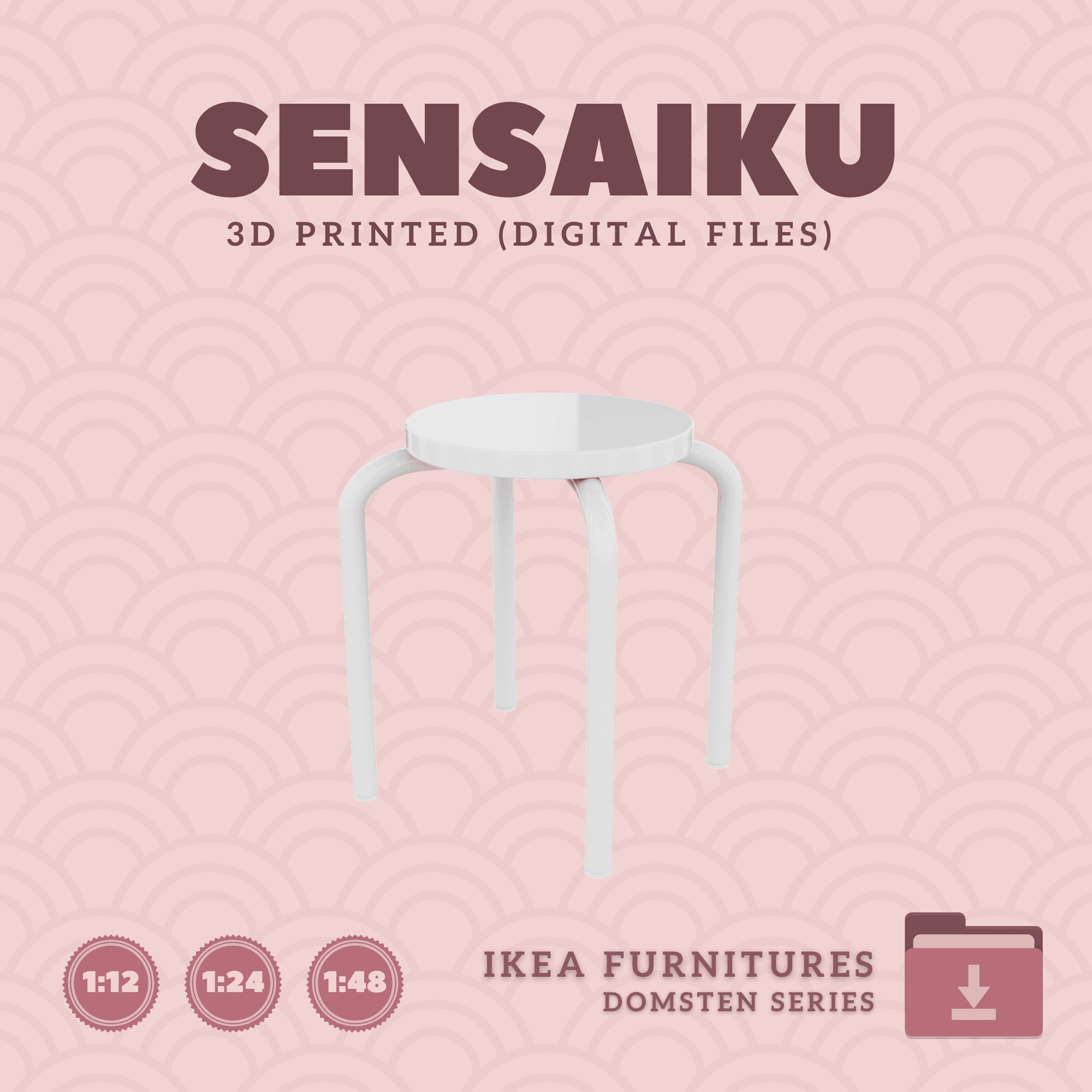 Miniature Replica 26. DOMSTEN Stool for Miniature Dollhouse - IKEA - 3D Print Instant Download 3d model