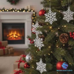 7 Printable Snowflakes – Christmas Tree Decorations 3d model