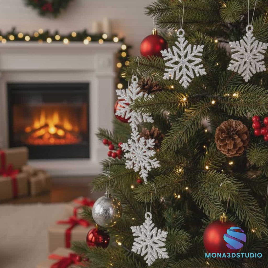 7 Printable Snowflakes – Christmas Tree Decorations 3d model