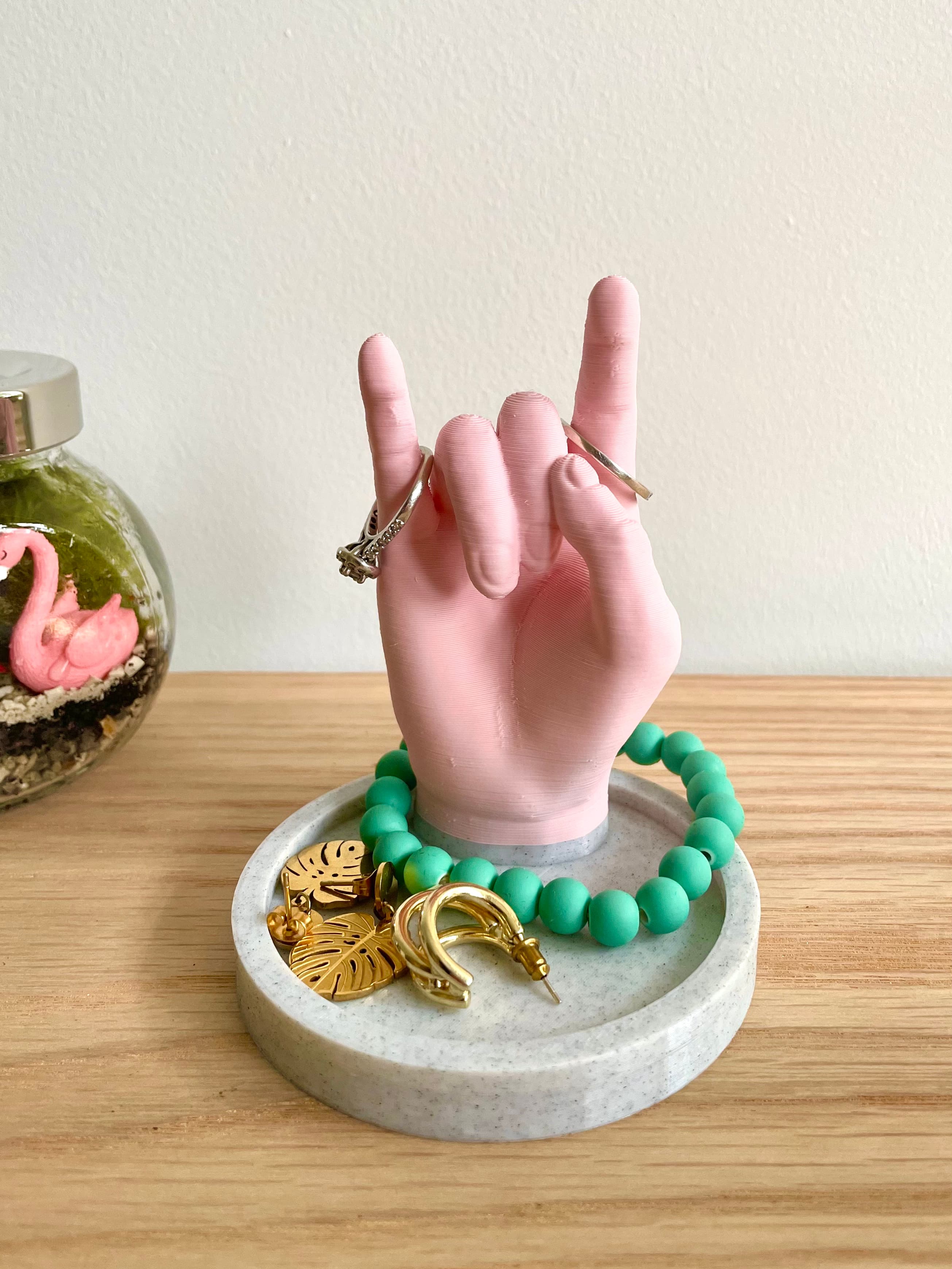 Rock On Hand Sign Jewelry Tray / Ring Dish 3d model