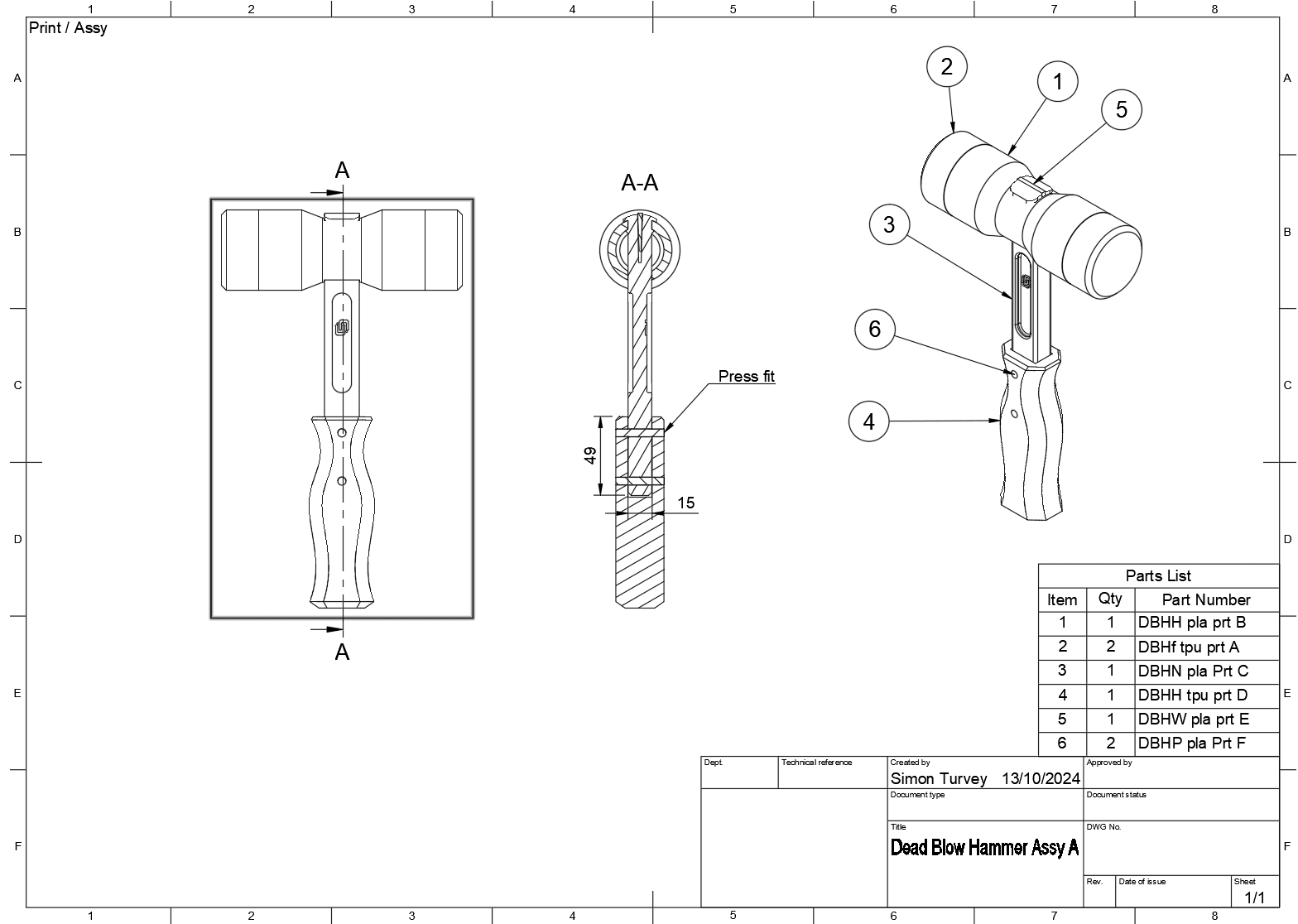 Dead blow hammer 3d model