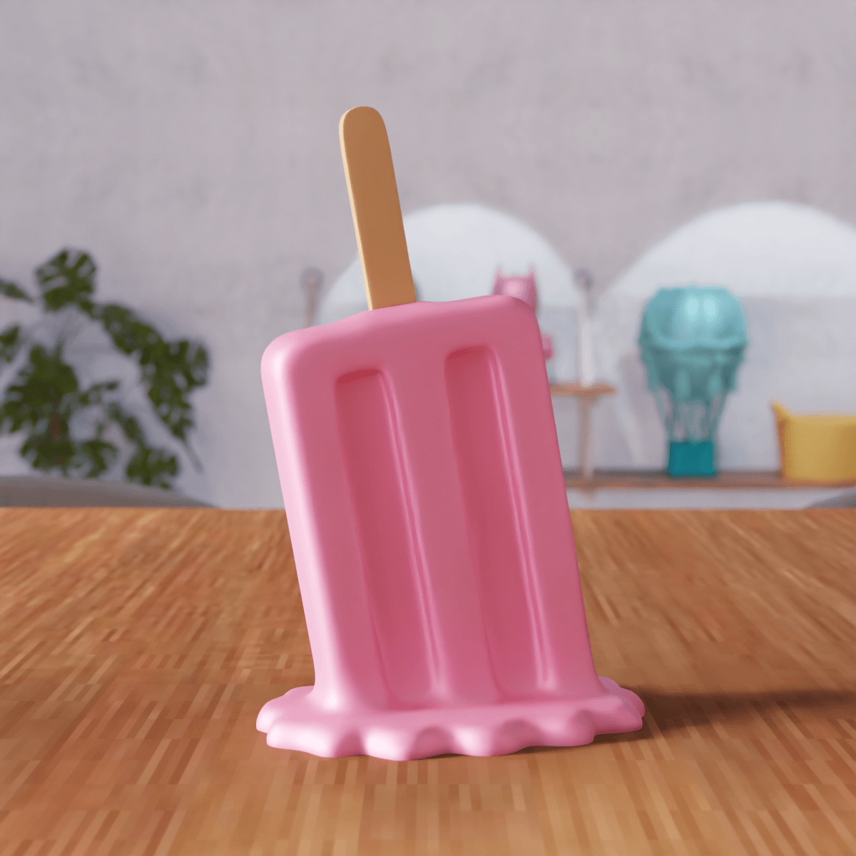 Melting Popsicle – Candy Style 3d model
