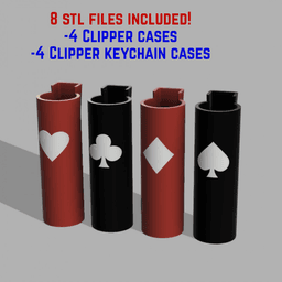Clipper Lighter Cases + Keychains (Playing Card Suits) 3d model
