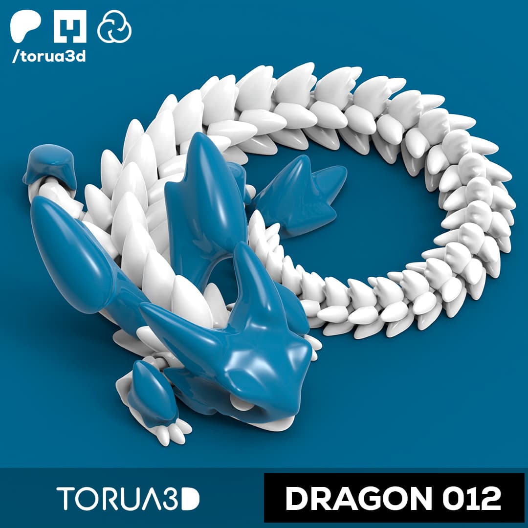 Articulated Dragon 012 - Print in place - No supports - STL 3d model