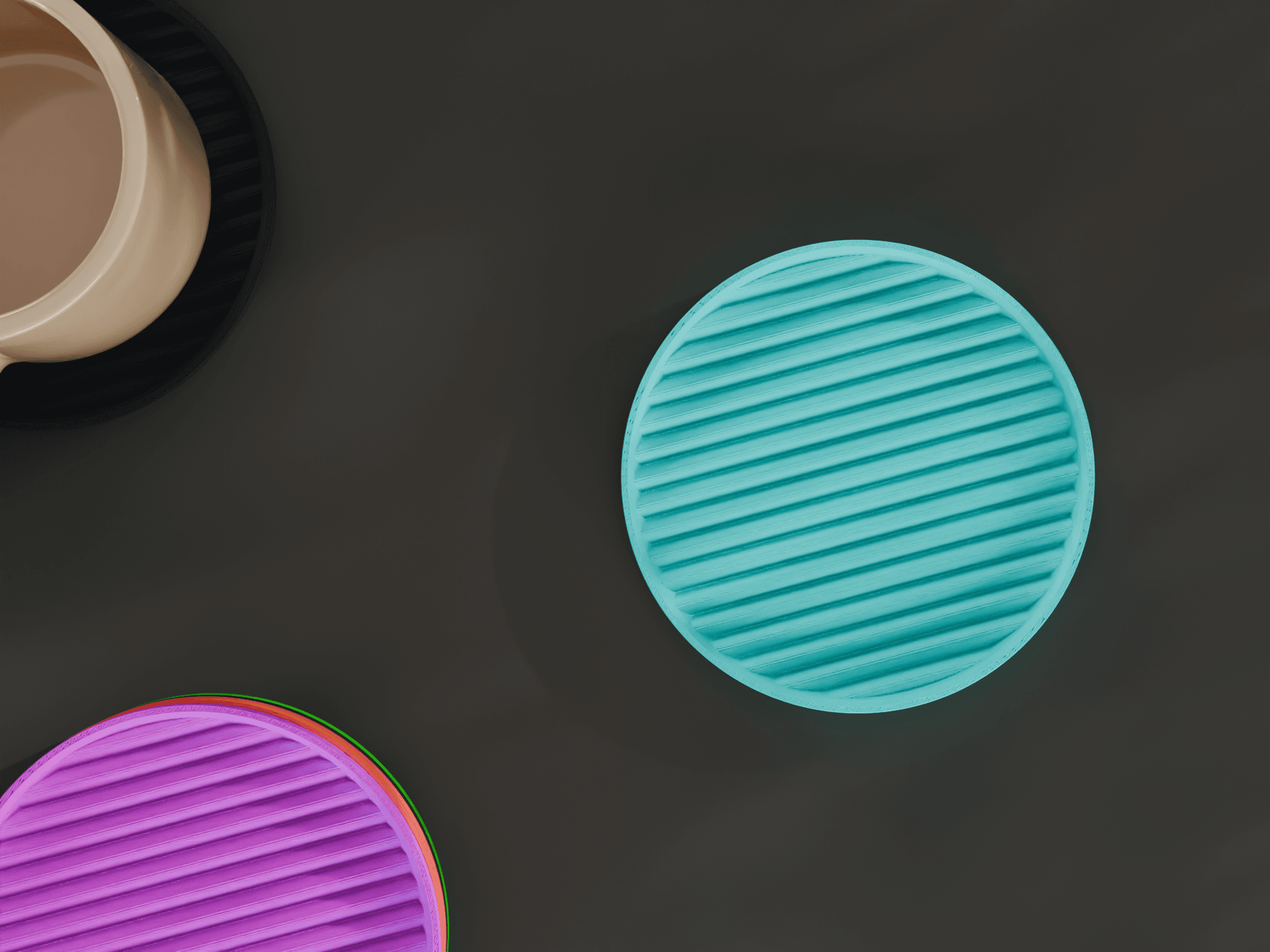 Stackable Scalloped Circle Coaster Set 3D Print STL File | 3 Sizes 3d model