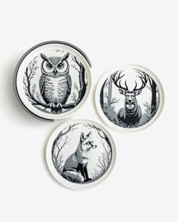 Midnight Forest Wildlife Stackable Coasters 3d model
