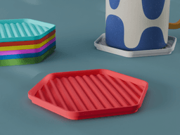 Stackable Wavy Hexagon Coaster Set 3D Print STL File | 3 Sizes 3d model