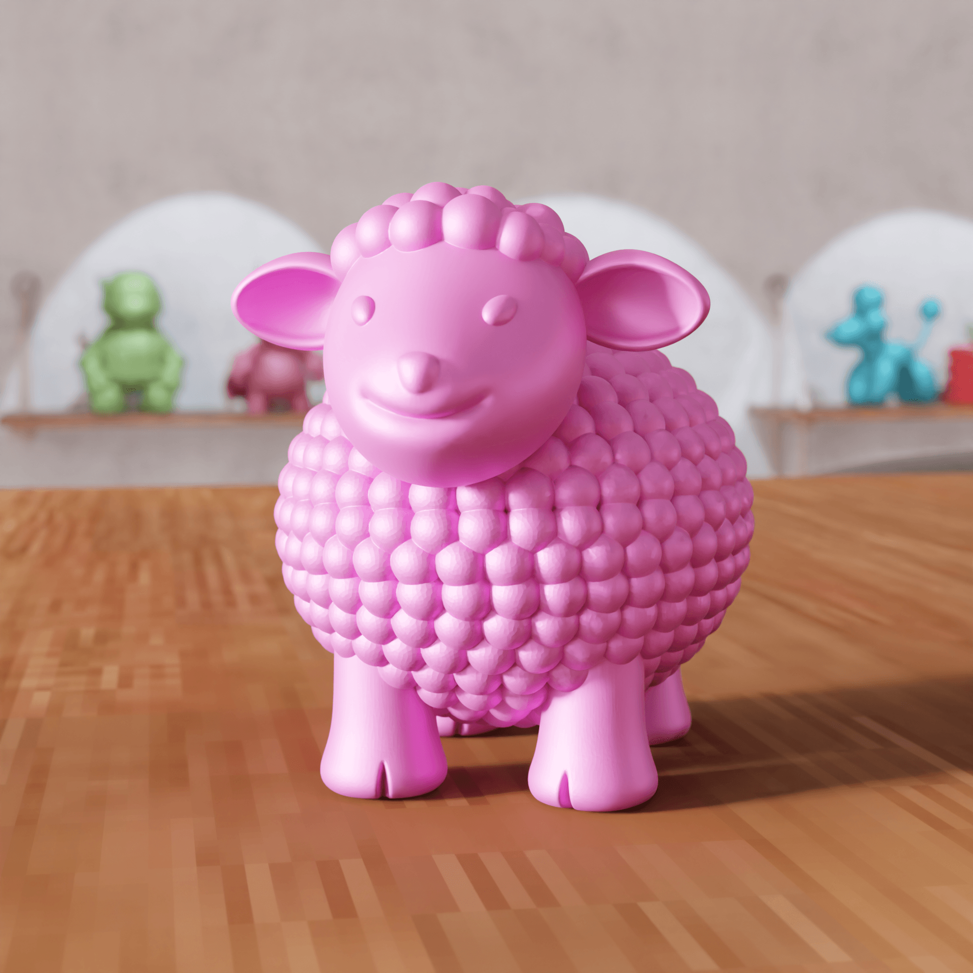 Cute Sheep Decorative Desktop Figure and Keychain 3d model