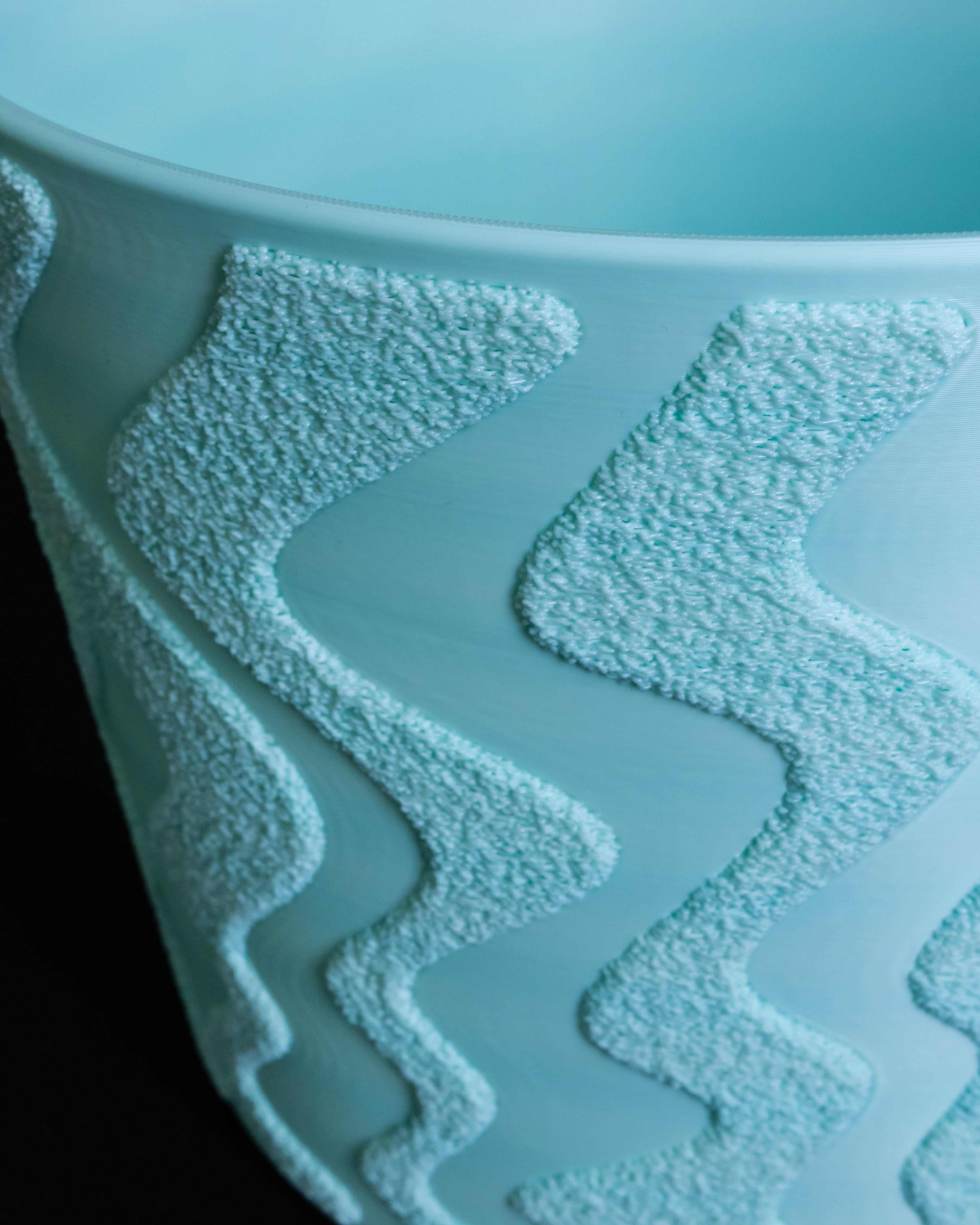 Warped Stripes Big Planter // Multi-Texture Fuzzy Print 3d model