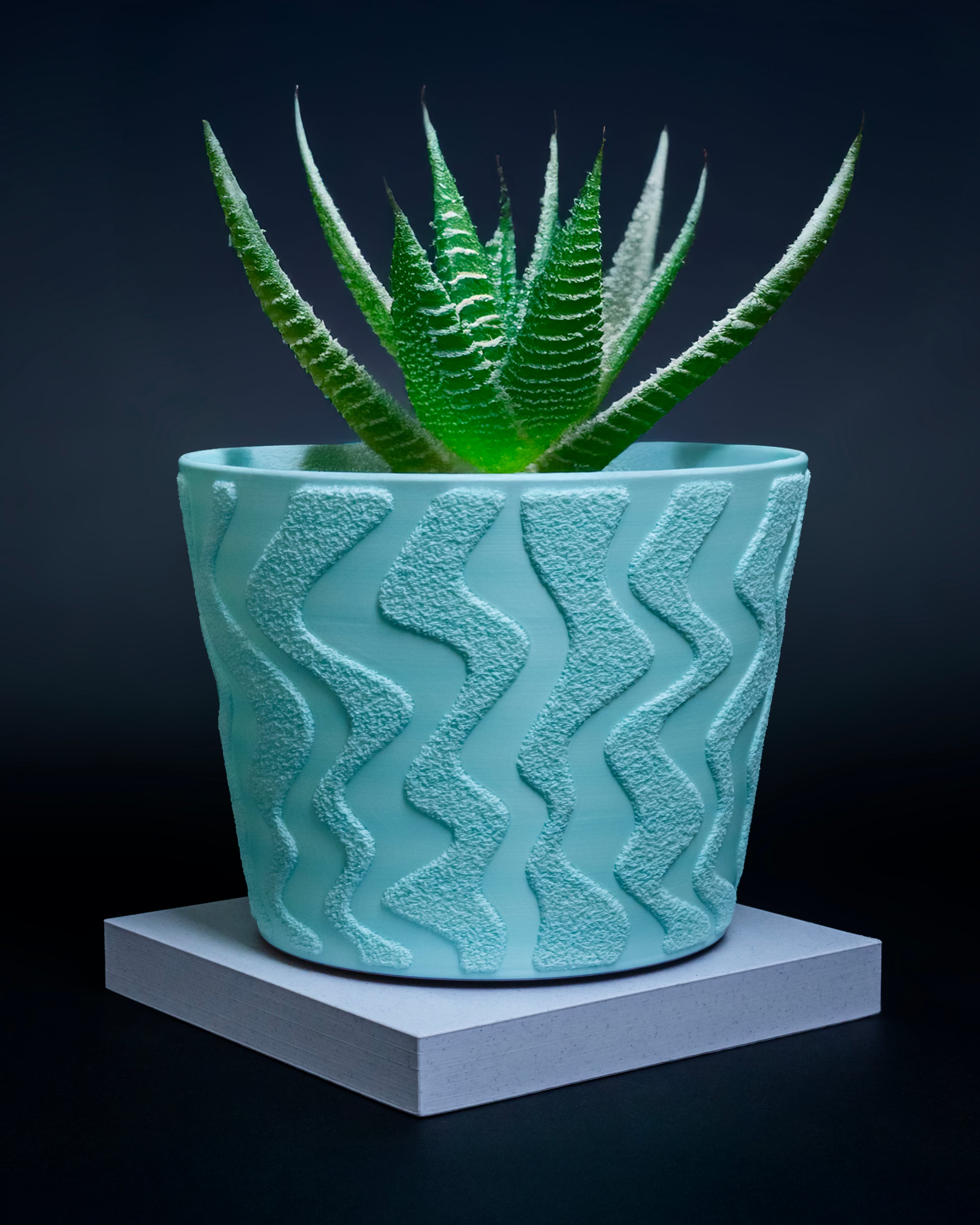 Warped Stripes Big Planter // Multi-Texture Fuzzy Print 3d model