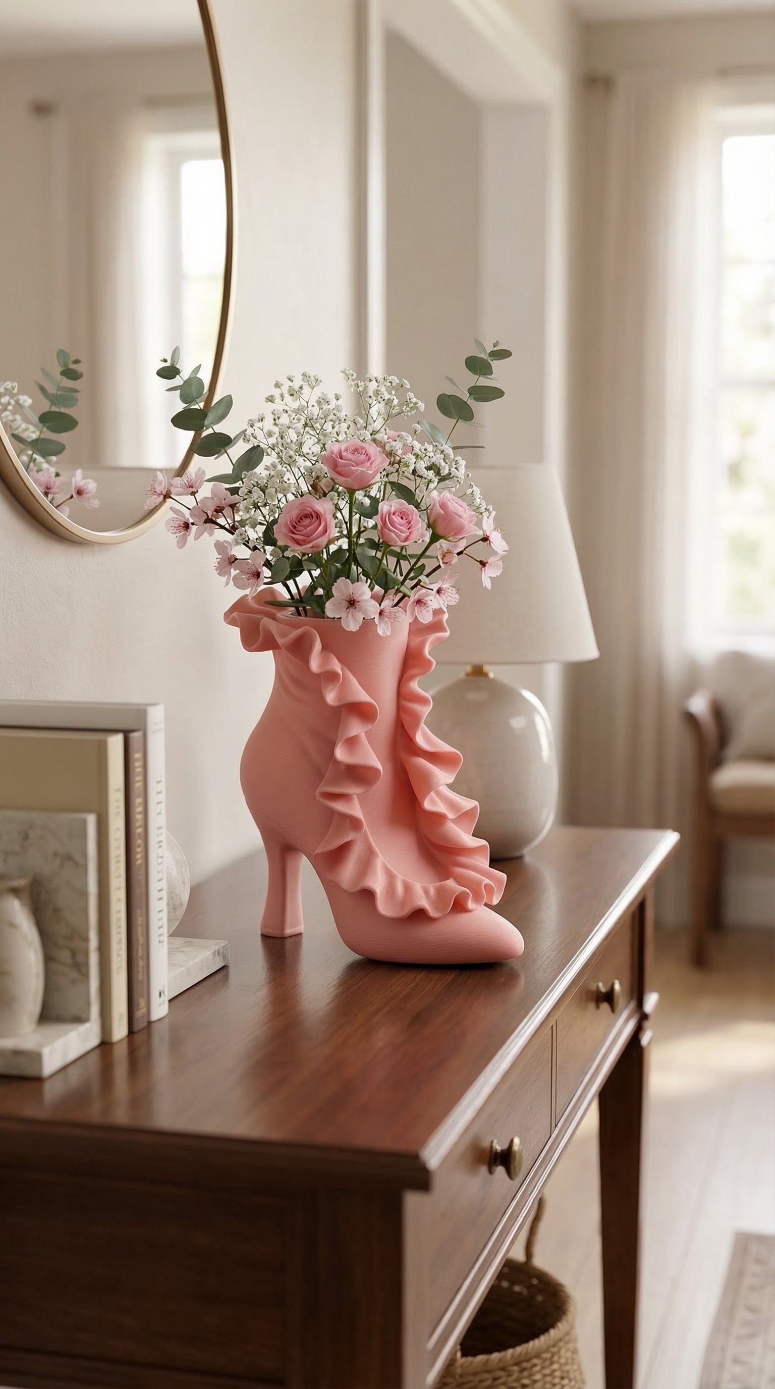 Coquette Ruffled High Heel Vase 3d model