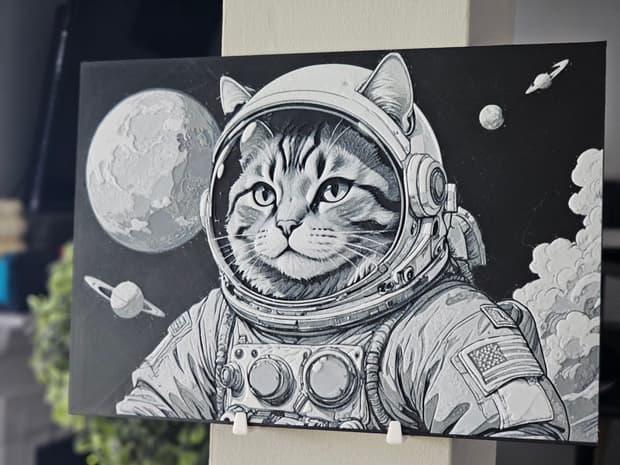 Astronaut Cat Hueforge 3D Printed Textured Art 3d model
