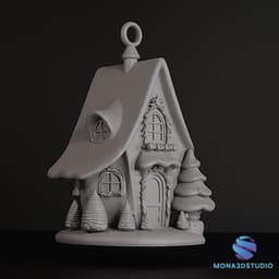 Magic Christmas Cottage Ornament 3d model
