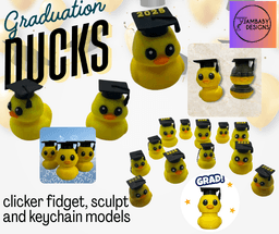 Graduation Ducks-- Clicker Fidget, Sculpt, and Keychain Collection 3d model