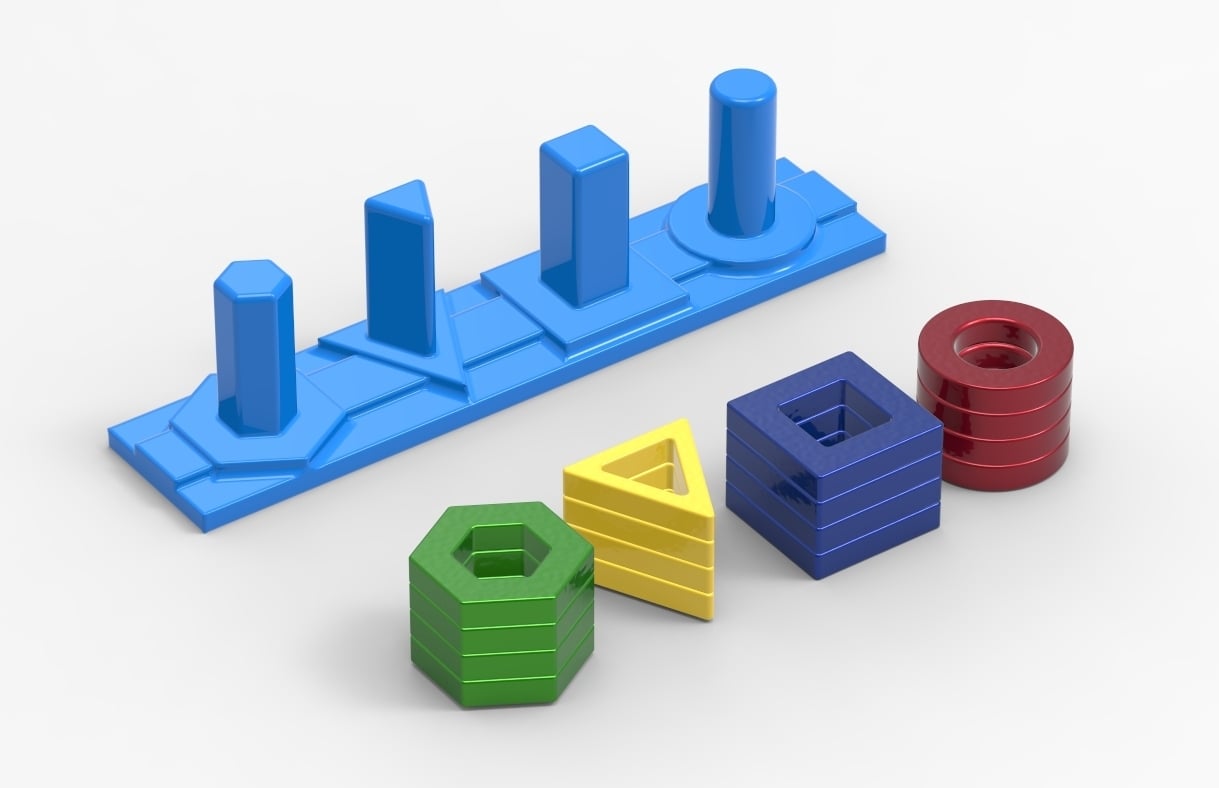 Fun Toy Shape Columns Puzzle 3d model