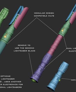 Cal Kestis functional lightsaber with stand 3d model