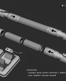 Cal Kestis functional lightsaber with stand 3d model