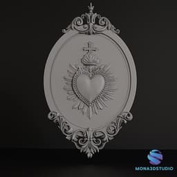Sacred Heart Baroque Frame 3D - Commercial License 3d model