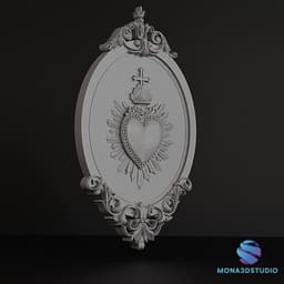 Sacred Heart Baroque Frame 3D - Commercial License 3d model